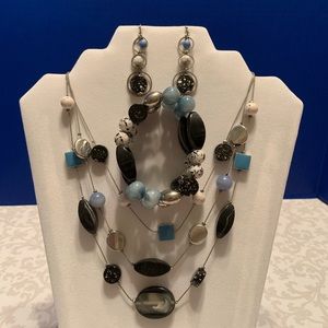 3-pc blue/black/white set